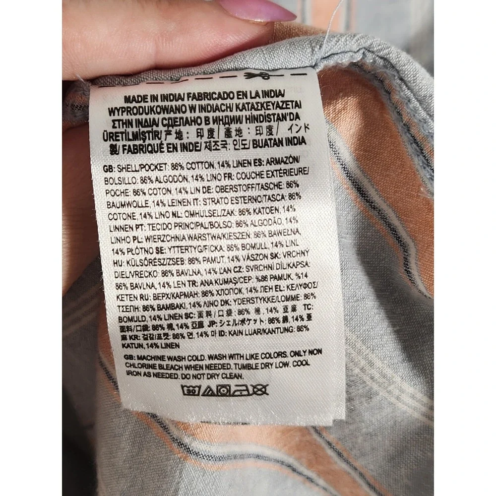 Vans Classic Fit Peach Blue Cabana Striped Short Sleeve Button Up Shirt Size S - Picture 8 of 8